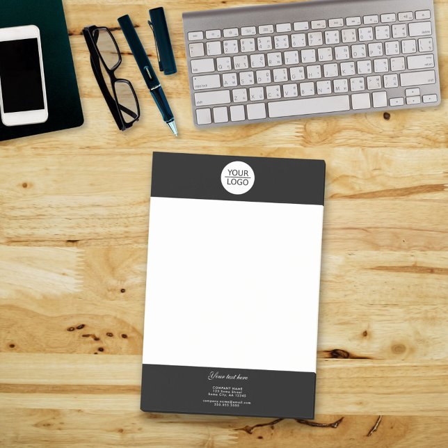 Add your Logo Custom Text Company Promotion Black Post-it Notes (Creator Uploaded)