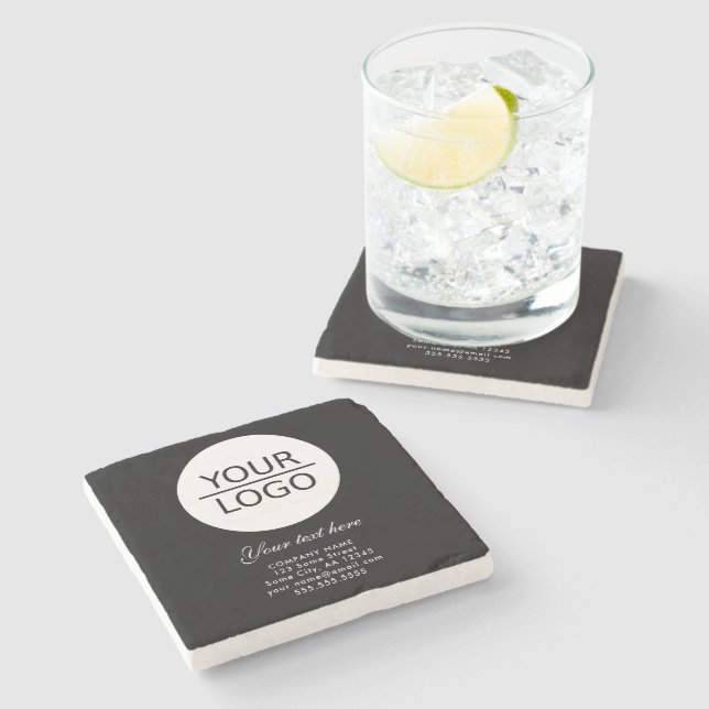 Add your Logo Custom Text Promotion Black Stone Coaster (Side)