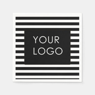 Add Your Logo Customisable Business Black Stripe Napkin