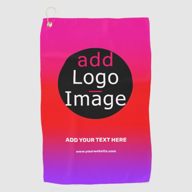 Add Your Logo Customisable Business Magenta Beach  Golf Towel (Front)