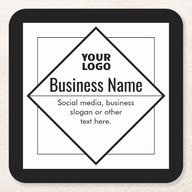 Add Your Logo Customisable Template Square Paper Coaster (Front)