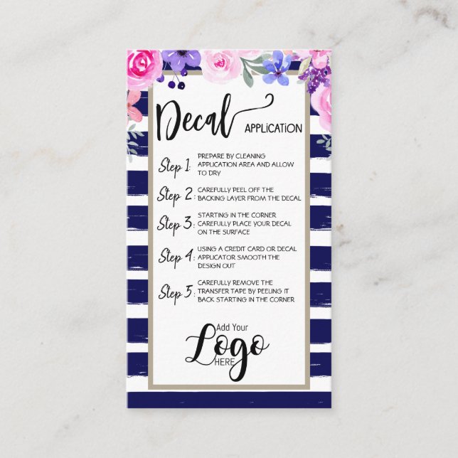 ADD YOUR LOGO decal application CARE CARDS vinyl (Front)