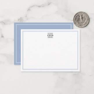 Add Your Logo Dusty Blue Double Border Business Card