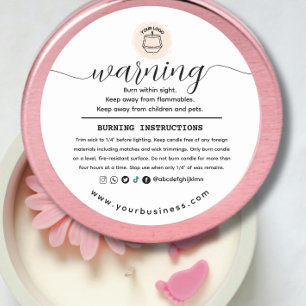 Add your Logo Elegant Personalized Candle Warning  Classic Round Sticker