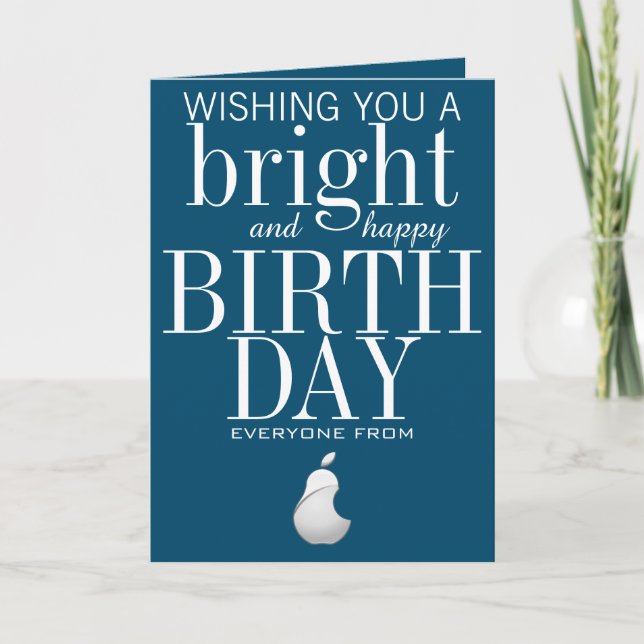 Add Your Logo Employee Blue Birthday Card (Front)