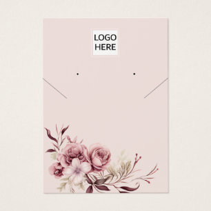 Add your logo floral necklace earring display card