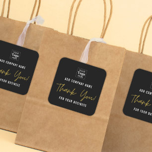 Add Your Logo Gold Thank You For Your Business Square Sticker
