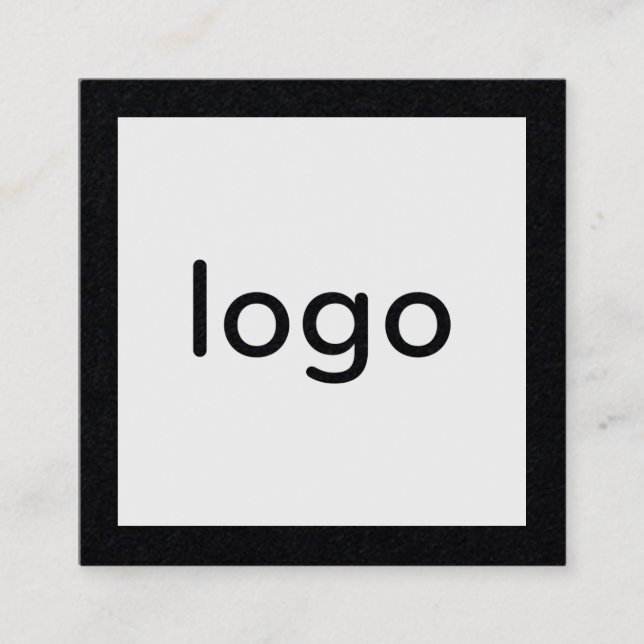 Add your logo handmade rustic black kraft paper square business card (Front)