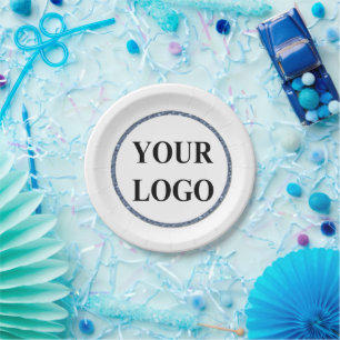 ADD YOUR LOGO HERE Baby Shower Minimalist Simple Paper Plate