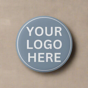 Add Your Logo Here l Modern Dusty Blue Promotional 3 Cm Round Badge
