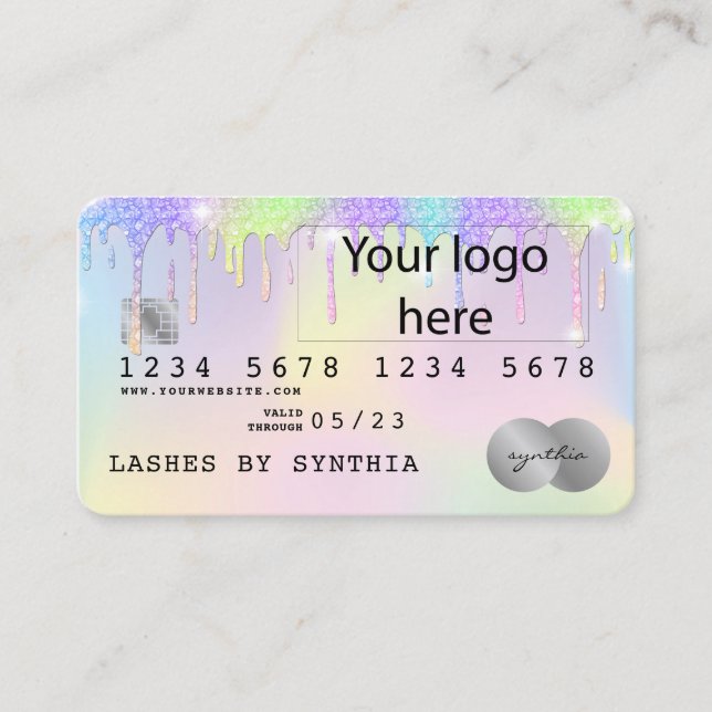 Add your logo Holograph Unicorn Dripp Credit Card (Front)