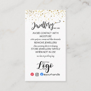 ADD YOUR LOGO jewellery CARE CARDS small business 