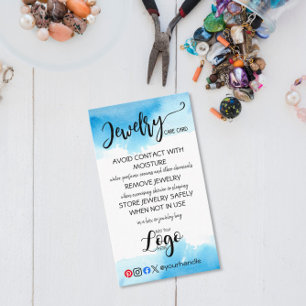 ADD YOUR LOGO jewelry CARE CARDS small business US