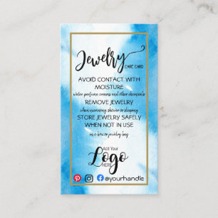 ADD YOUR LOGO jewelry CARE CARDS small US blue