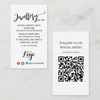 ADD YOUR LOGO jewelry CARE CARDS UK