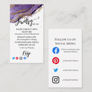 ADD YOUR LOGO jewelry CARE CARDS UK