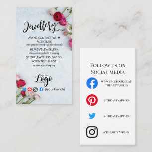 ADD YOUR LOGO jewelry CARE CARDS UK white flower
