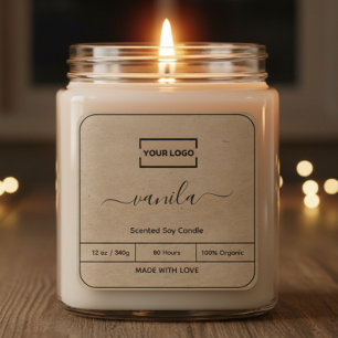 Add Your Logo Kraft Background Candle Label