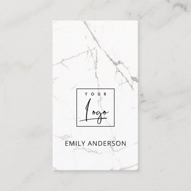 ADD YOUR LOGO MINIMAL MARBLE TEXTURE PROFESSIONAL BUSINESS CARD (Front)