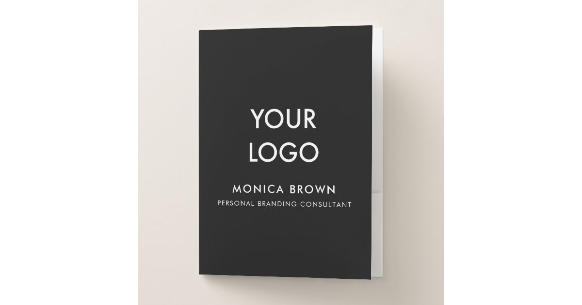 Add Your Logo Minimalist  Black Pocket Folder  Zazzle com au