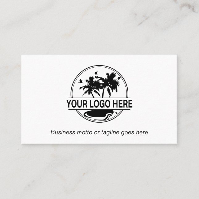 Add Your Logo Minimalist Black White Business Card (Front)