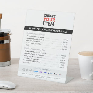 Add your Logo Mobile Notary Public Price List Fees Pedestal Sign