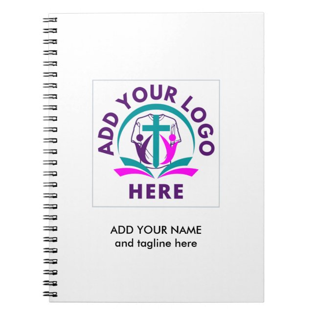 ADD YOUR LOGO | Modern Business Church Merchandise Notebook (Front)
