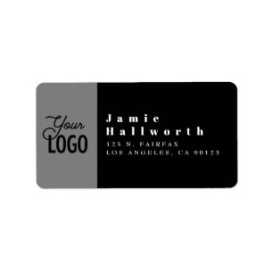 Add Your Logo Modern Grey b&w Return Address Label