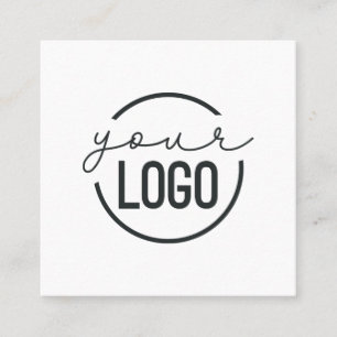 Add Your Logo Modern Minimal Simple White Square Business Card