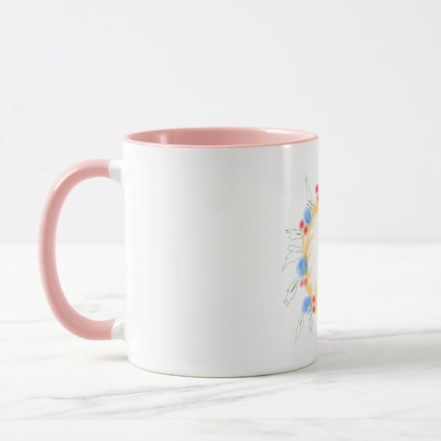 Add your logo name here blue red stripes art desig mug (Left)
