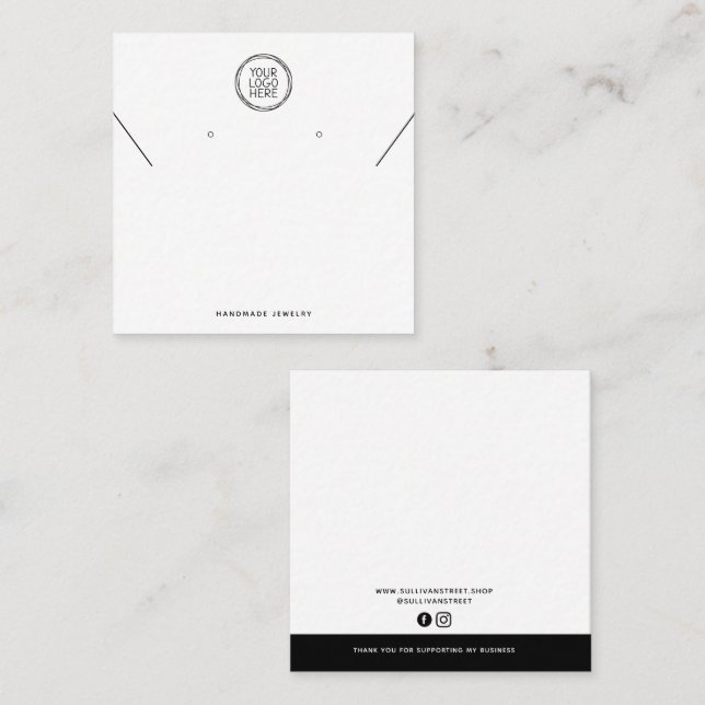 Add Your Logo Necklace Earrings Display Card (Front/Back)