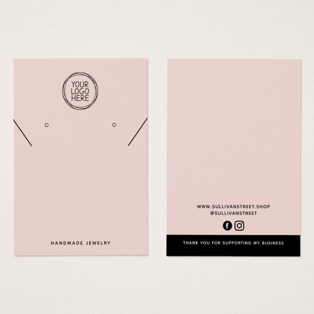 Add Your Logo Necklace Earrings Display Card (Front & Back)