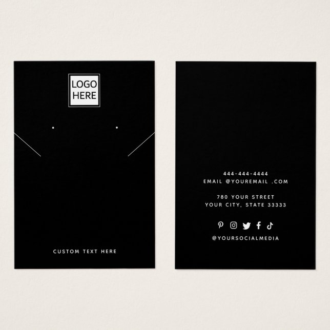 Add Your Logo Necklace Earrings Display Card (Front & Back)