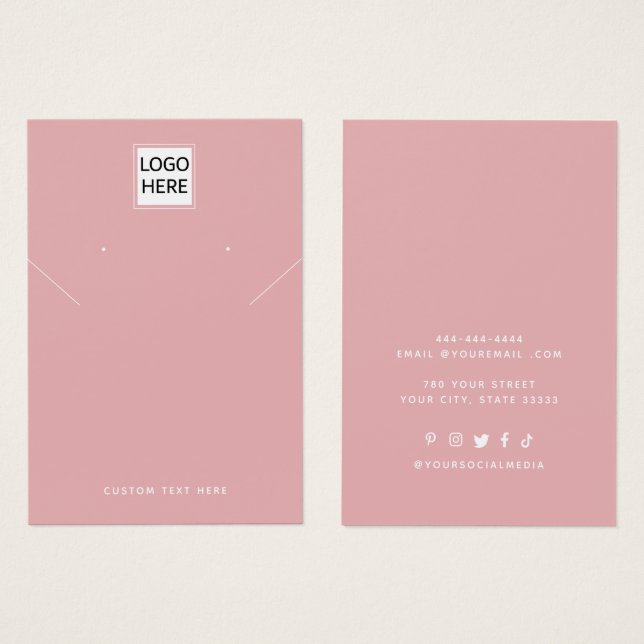 Add Your Logo Necklace Earrings Display Card (Front & Back)