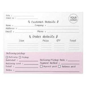 Add Your Logo Pastry Cupcake Bakery Order Form Notepad
