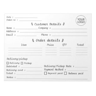Add Your Logo Pastry Cupcake Bakery Order Form Notepad