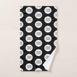Add your Logo Pattern Black Company Promotion Hand Towel