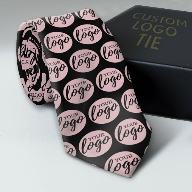 Add Your Logo Pattern - Business Modern Minimalist Tie (Custom Logo Neck Ties)
