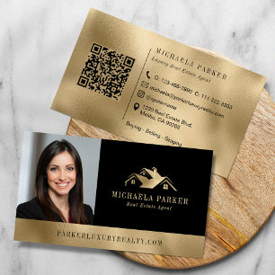 Add Your Logo Photo Luxury Real Estate Agent Business Card