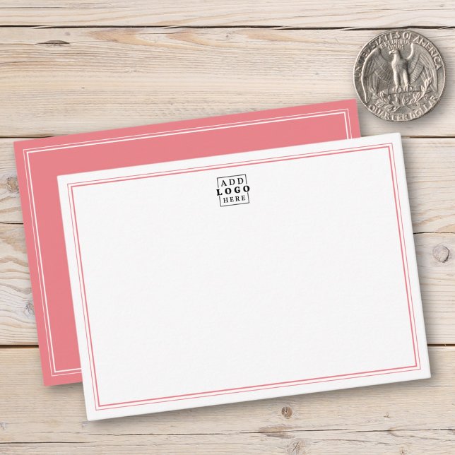 Add Your Logo Pink Double Border Business Card (Creator Uploaded)