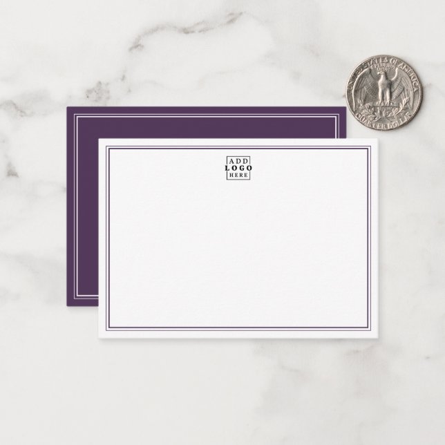 Add Your Logo Plum Double Border Business  Card (Front/Back In Situ)