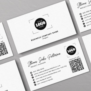 Add your logo professional QR code white Business Card