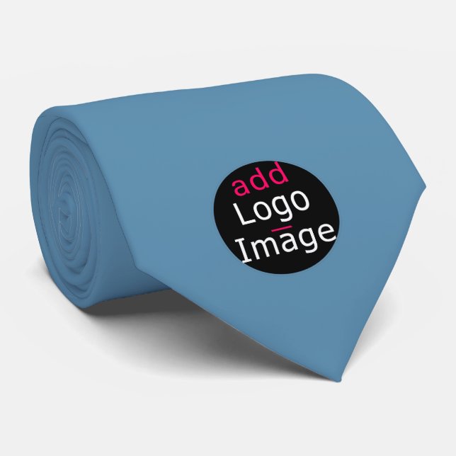 Add Your Logo Promotional Customisable Dusty Blue Tie (Rolled)