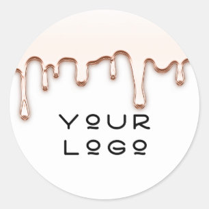 Add Your Logo Promotional Small Business Rose Drip Classic Round Sticker