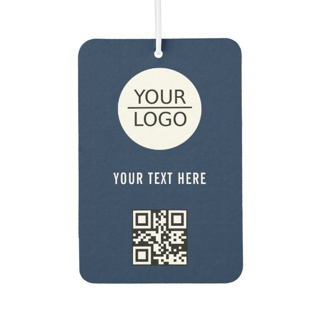 Add your Logo QR Code Custom Text Promotion Blue Car Air Freshener (Front)