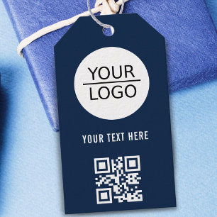 Add your Logo QR Code Custom Text Promotion Blue Gift Tags