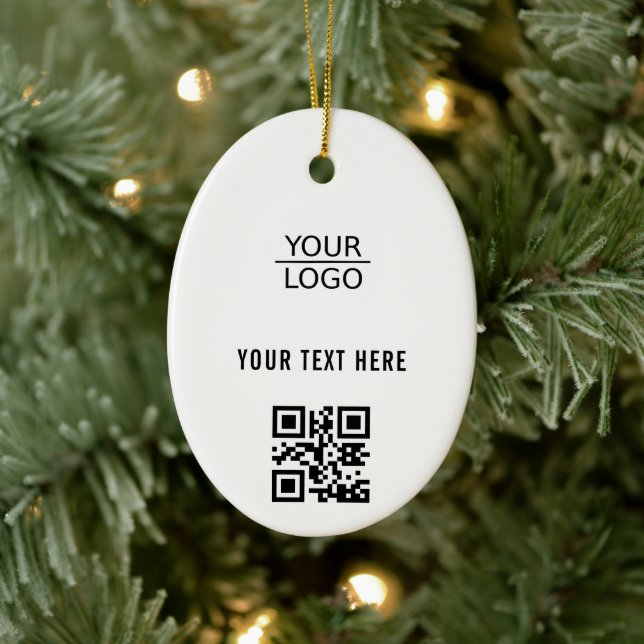 Add your Logo QR Code Custom Text Promotion  Ceramic Ornament (Tree)