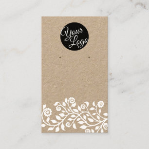 Add Your Logo QR Code Floral Earrings Display Card