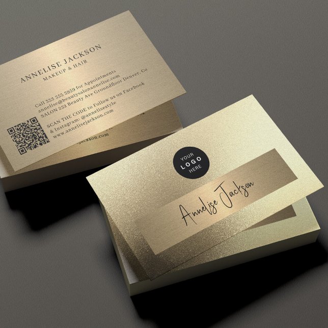 Add your logo QR CODE gold glitter  Business Card (Creator Uploaded)