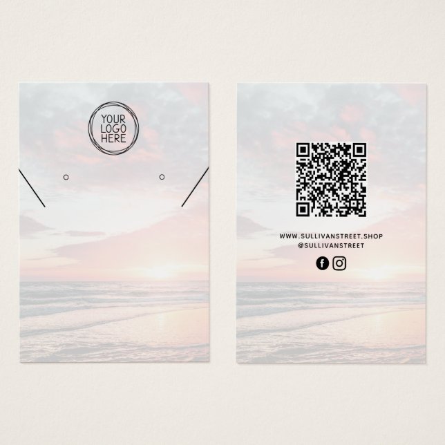 Add Your Logo QR Necklace Earrings Display Card (Front & Back)